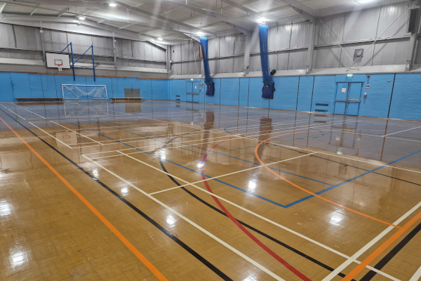 Inside the sports hall at Dukeries Leisure Centre