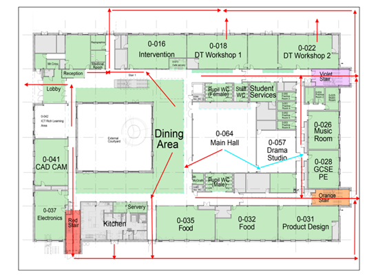 Newark Academy Ground Floor Main Building Evacuation Map