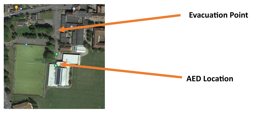 Magnus Academy muster points and AED location