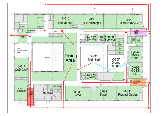 Ground Floor Main Building Evacuation Map