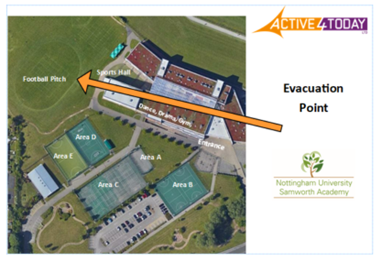 NUSA muster points and AED location