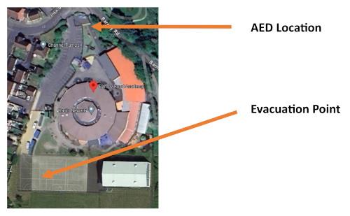 Barnby Road muster points and AED location